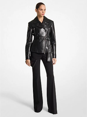 Plongé Leather Belted Moto Jacket