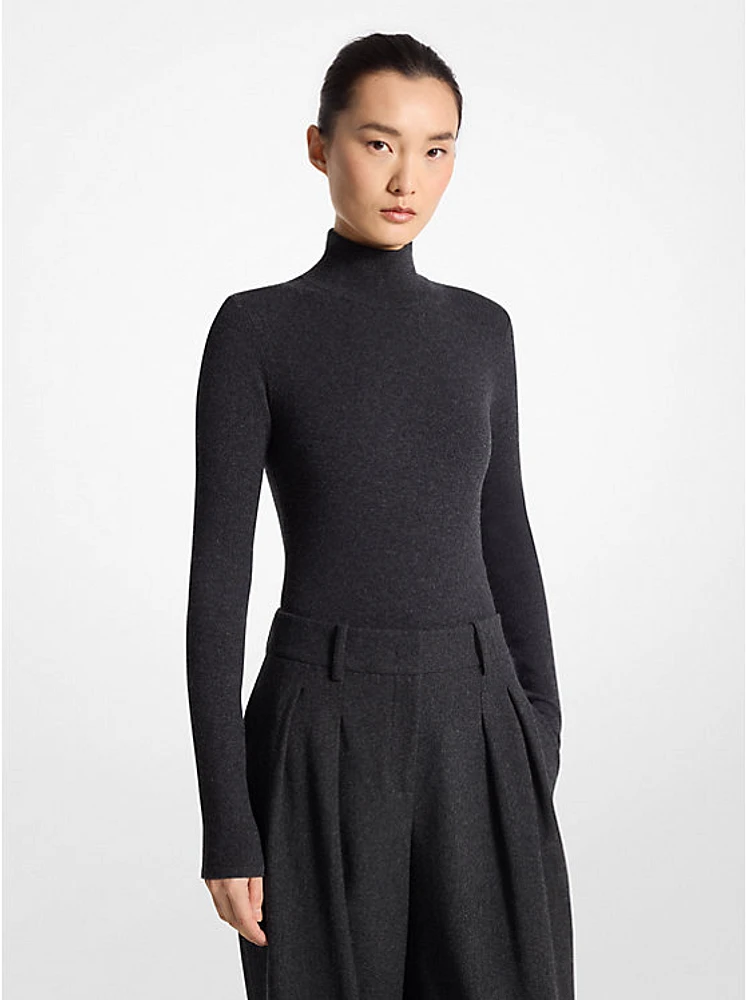 Stretch Cashmere Turtleneck Bodysuit