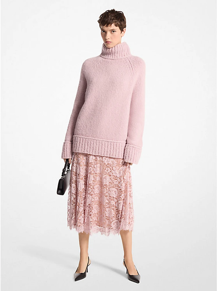 Cashmere and Silk Bouclé Turtleneck Sweater