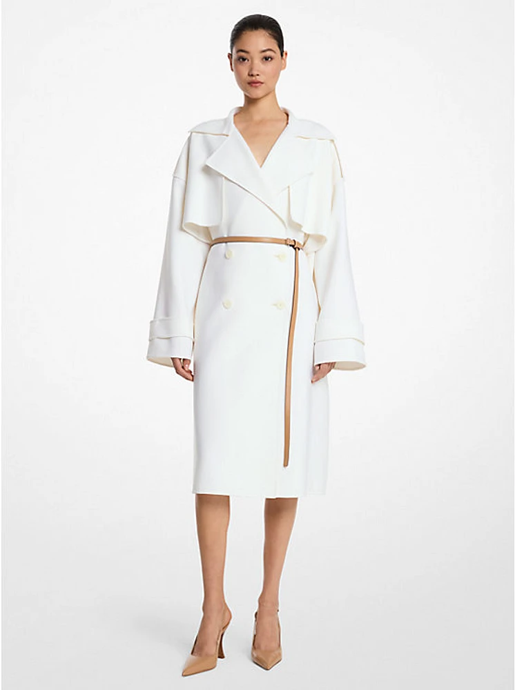 Double Faced Wool Blend Gabardine Trench Coat