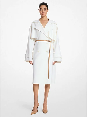 Double Faced Wool Blend Gabardine Trench Coat