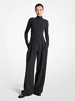 Wool Flannel Pleated Wide-Leg Trousers