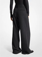 Wool Flannel Pleated Wide-Leg Trousers