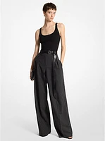 Pinstripe Stretch Wool Trousers