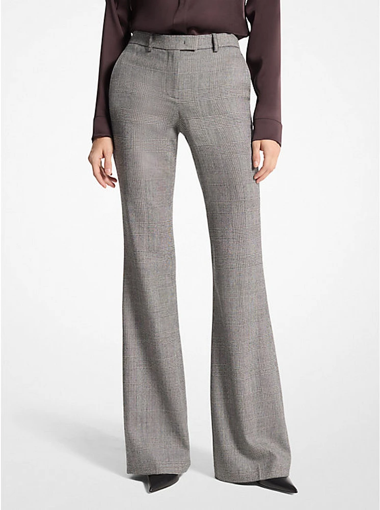 Haylee Glen Plaid Stretch Wool Flannel Flared Trousers