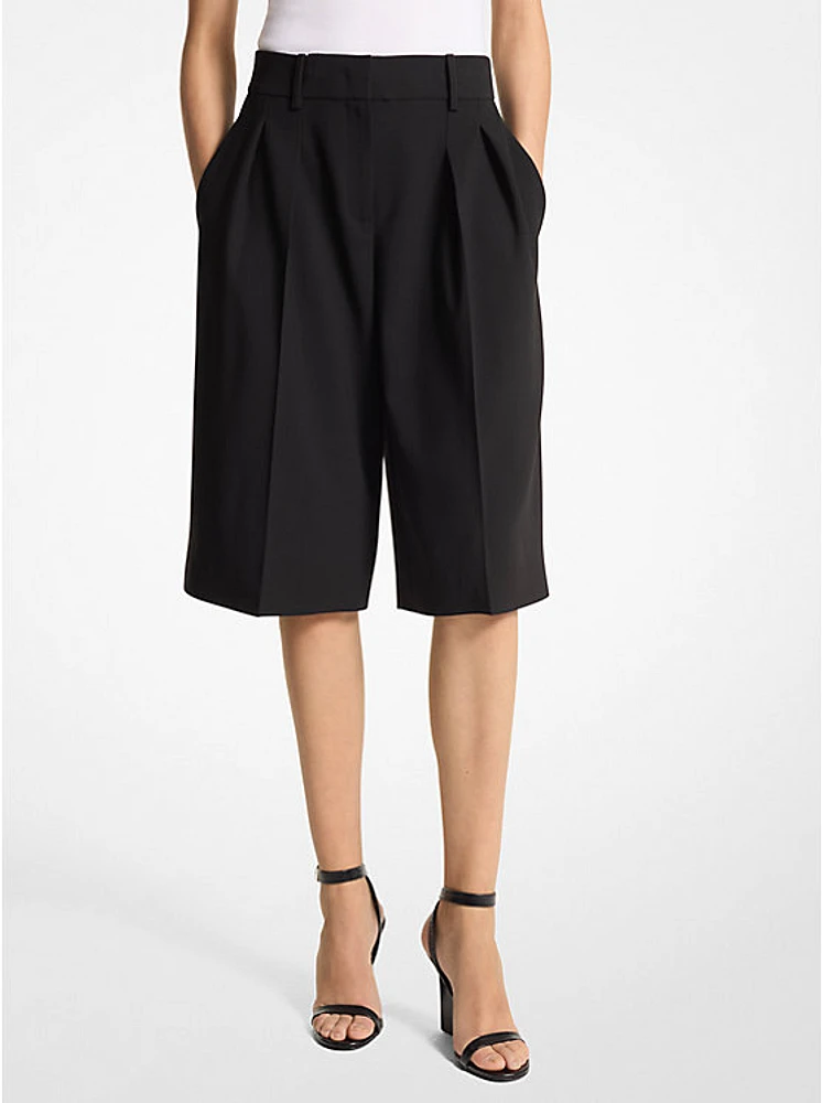 Wool Serge Pleated Shorts