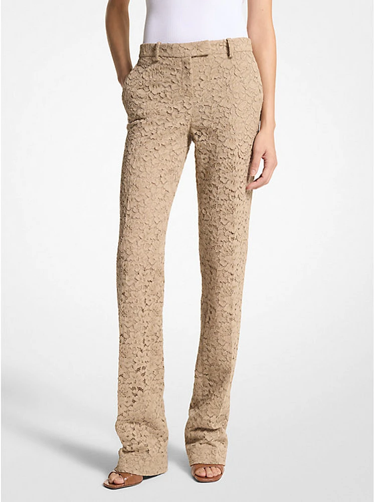 Carolyn Floral Lace Straight-Leg Trousers