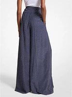 Polka Dot Silk Crepe De Chine Palazzo Pants