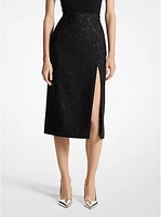 Sequined Wool Slit Skirt