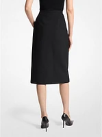 Wool Gabardine Blend Slit Skirt