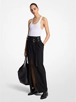 Wool Double Belted Maxi Skirt