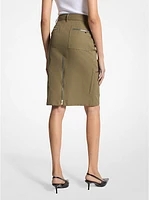 Cotton Blend Cargo Pencil Skirt