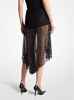 Hand-Embroidered Sequin Chantilly Lace Skirt