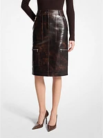 Burnished Leather Cargo Pencil Skirt