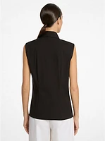 Hansen Stretch Cotton Poplin Sleeveless Shirt