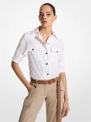 Stretch Cotton Poplin Safari Shirt