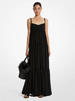 Organic Crepe De Chine Tiered Maxi Dress