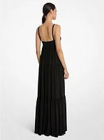Organic Crepe De Chine Tiered Maxi Dress