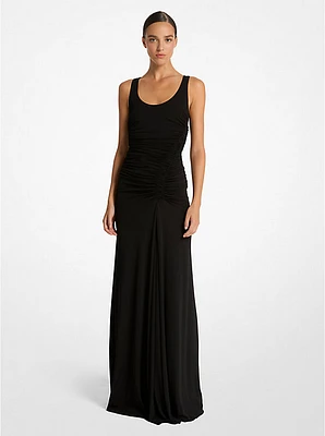 Stretch Matte Jersey Ruched Tank Gown