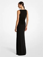 Stretch Matte Jersey Ruched Tank Gown
