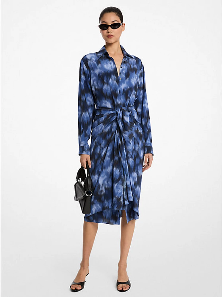 Floral Silk Crepe De Chine Shirtdress