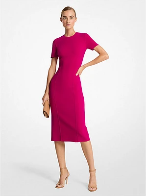 Double Faced Stretch Wool Sheath Dress