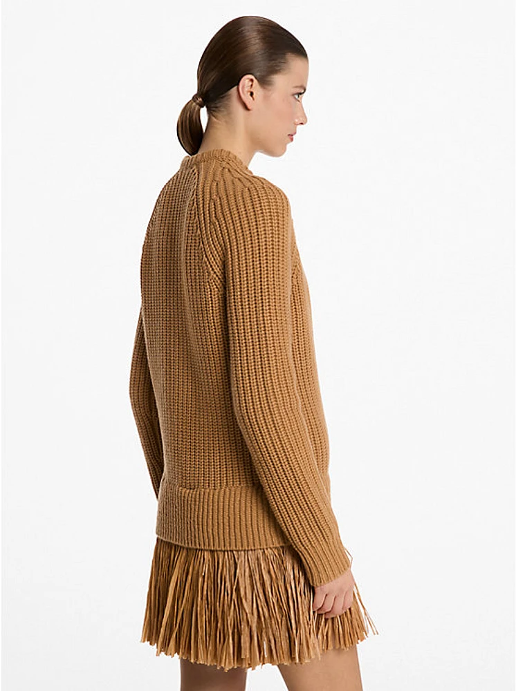Ribbed Cashmere and Fringe Dress