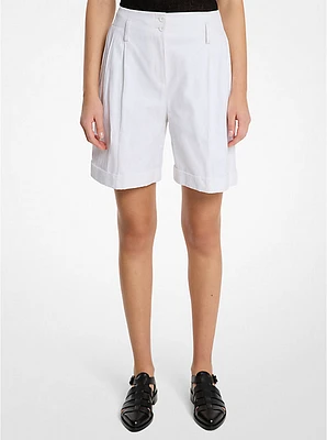 Crushed Cotton Gabardine Cuffed Shorts