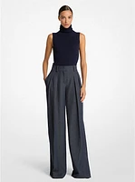 Sharkskin Denim Pleated Trousers