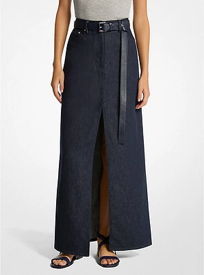 Linen Denim Maxi Skirt