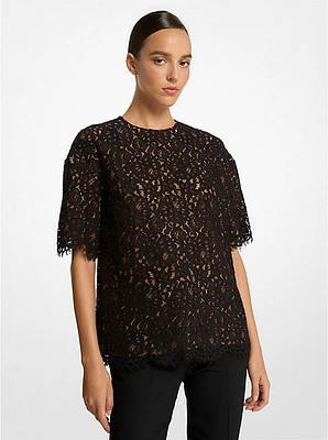 Oversized Corded Floral Lace T-Shirt