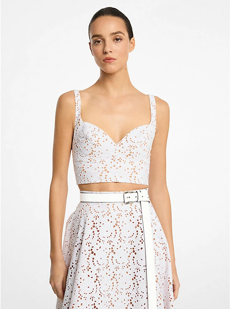 Floral Cotton Eyelet Bustier Top