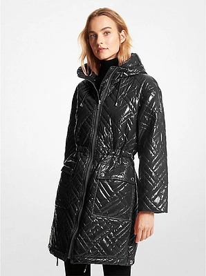 Quilted Ciré Nylon Puffer Coat