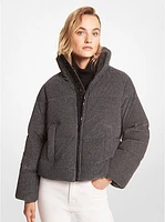 Quilted Metallic Knit Puffer Jacket