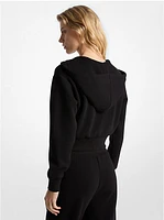 Logo Jacquard Charm Cropped Zip-Up Hoodie