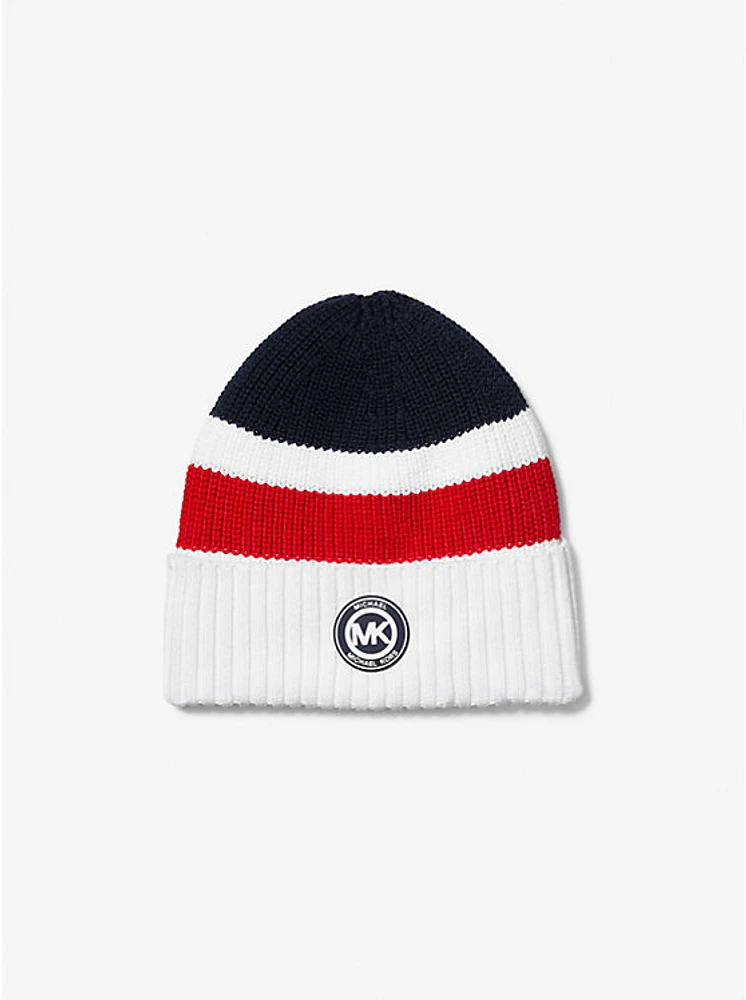 Color-Block Knit Beanie Hat