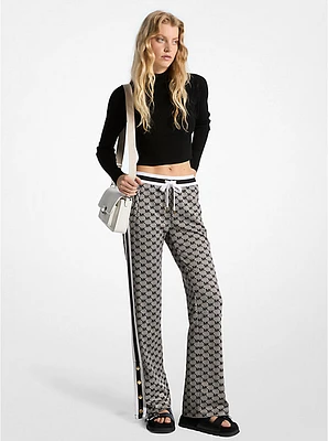 Logo Jacquard Knit Side-Snap Track Pants