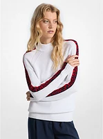 Logo Tape Cotton Blend Mock-Neck Sweater