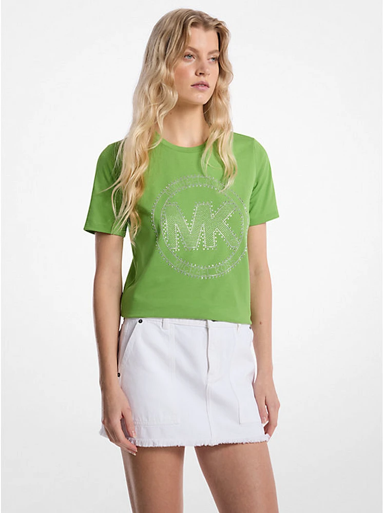 Studded Logo Charm Organic Cotton Jersey T-Shirt