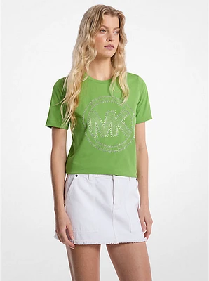 Studded Logo Charm Organic Cotton Jersey T-Shirt