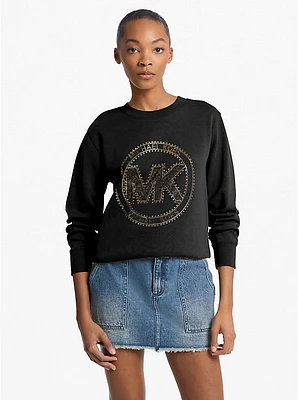 Embellished Logo Cotton Blend Sweatshirt