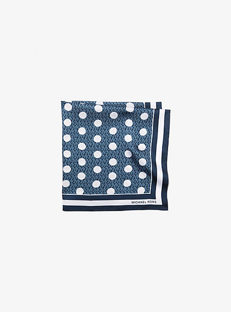 Polka Dot Signature Logo Satin Twill Scarf