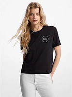 Embellished Logo Cotton Blend T-Shirt