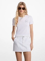 Embellished Logo Cotton Blend T-Shirt