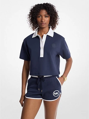 Cotton Blend Cropped Polo Shirt