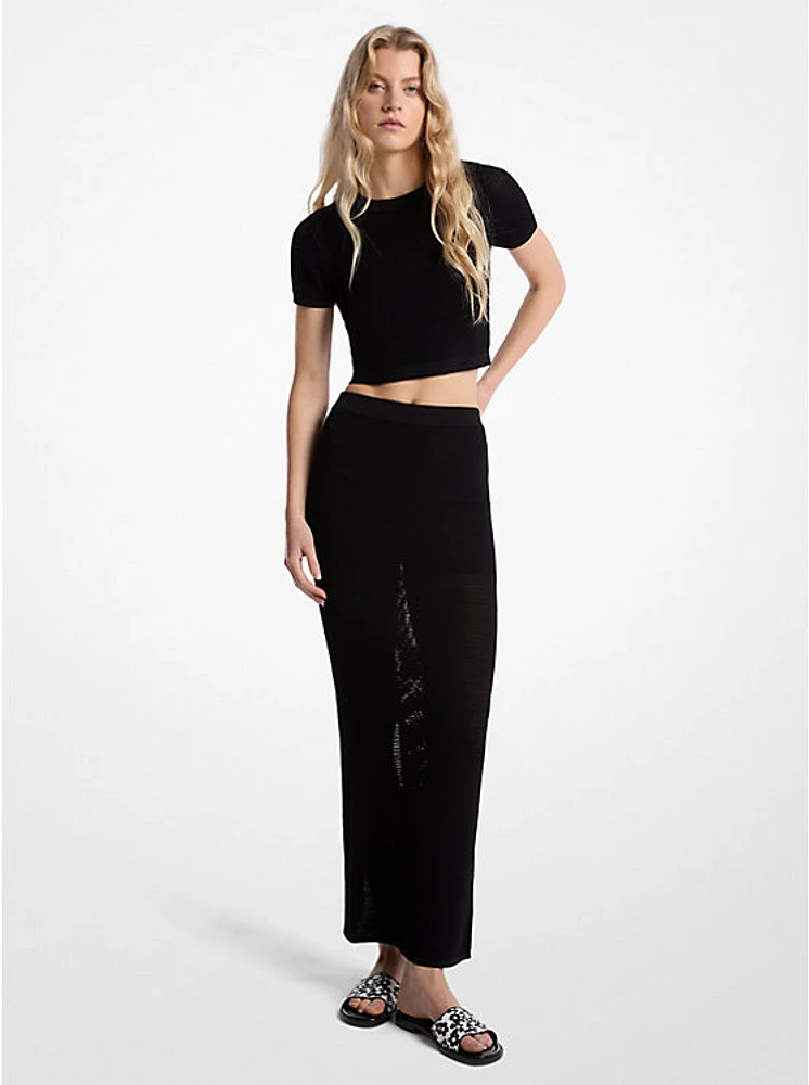 Crocheted Viscose Blend Maxi Skirt