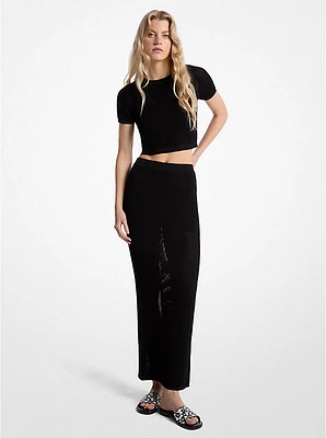 Crocheted Viscose Blend Maxi Skirt