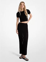 Crocheted Viscose Blend Maxi Skirt