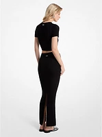 Crocheted Viscose Blend Maxi Skirt