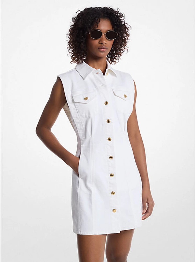 Stretch Denim Sleeveless Shirtdress